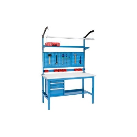 Global Equipment 72 x 36 Production Workbench - Laminate Safety Edge Complete Bench - Blue 319345BL